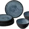 Brunner Venetian Geschirrset, 12-teilig, Blau/schwarz