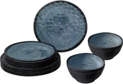 Brunner Venetian Geschirrset, 12-teilig, Blau/schwarz