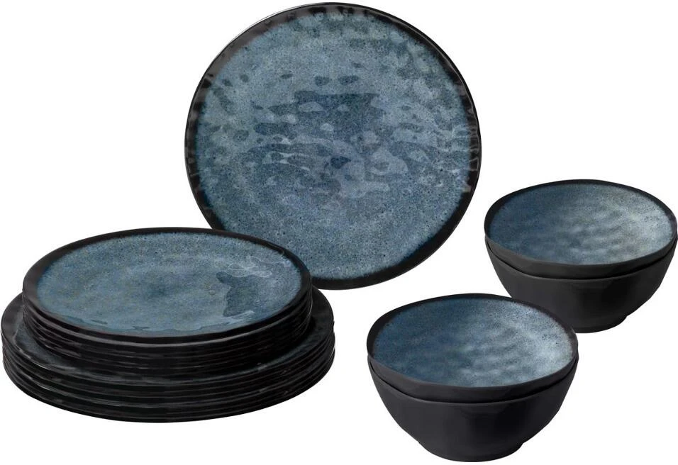 Brunner Venetian Geschirrset, 12-teilig, Blau/schwarz 3 Brunner Venetian Geschirrset, 12-teilig, Blau/schwarz