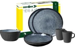 Brunner Venetian Geschirr-Set, 8-teilig, Blau/schwarz