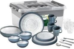 Brunner All Inclusive Tuscany Geschirr-Set, Inkl. Besteck, 40-teilig, Blau